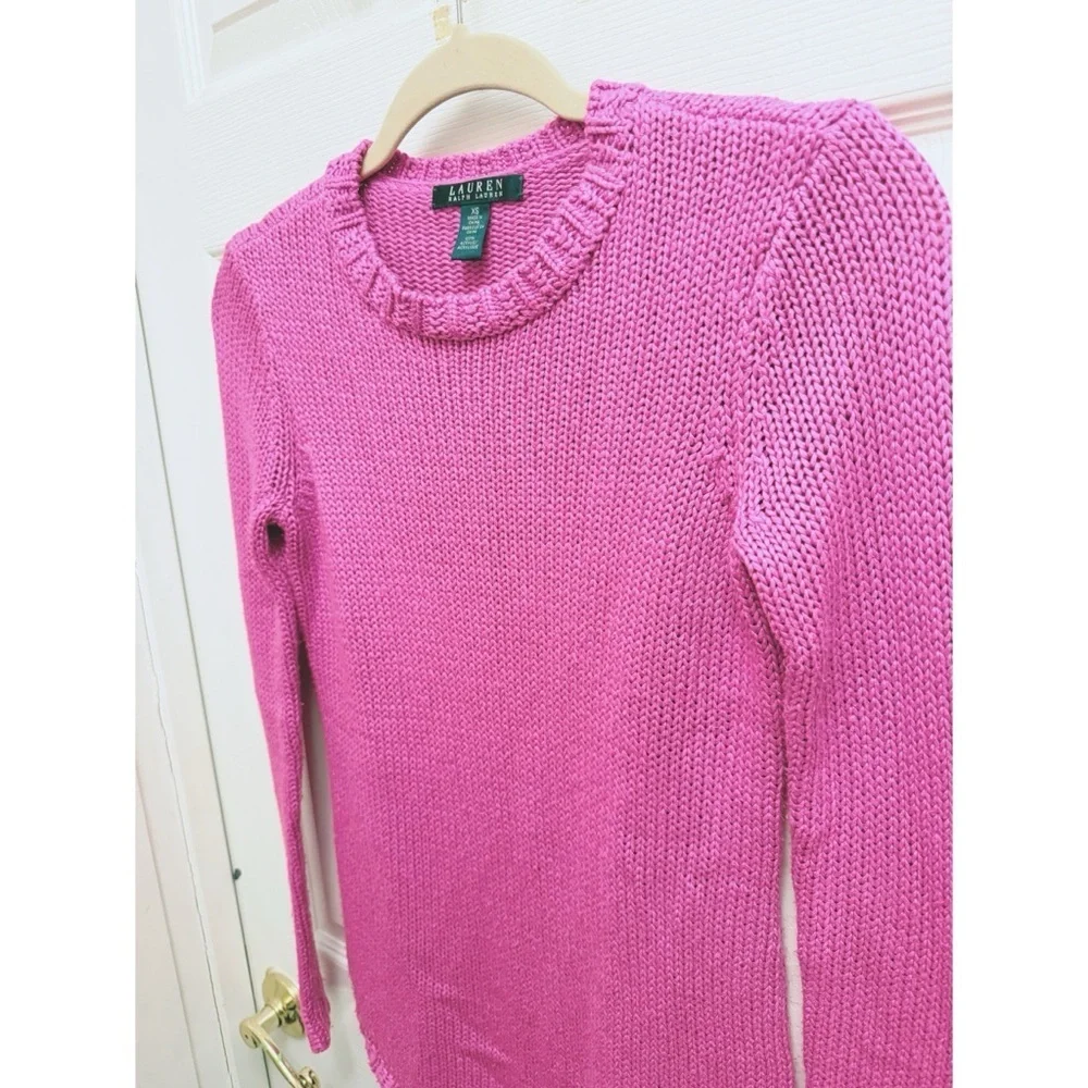 Lauren Ralph Lauren Scoop Neck Sweater in Fuchsia